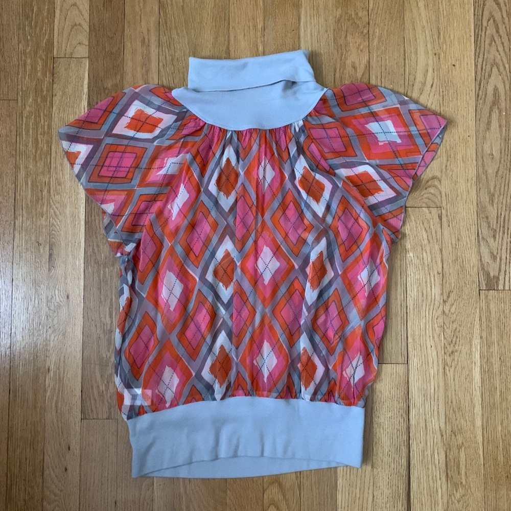 BCBGirl : Pink/Orange Argyle Sheer top